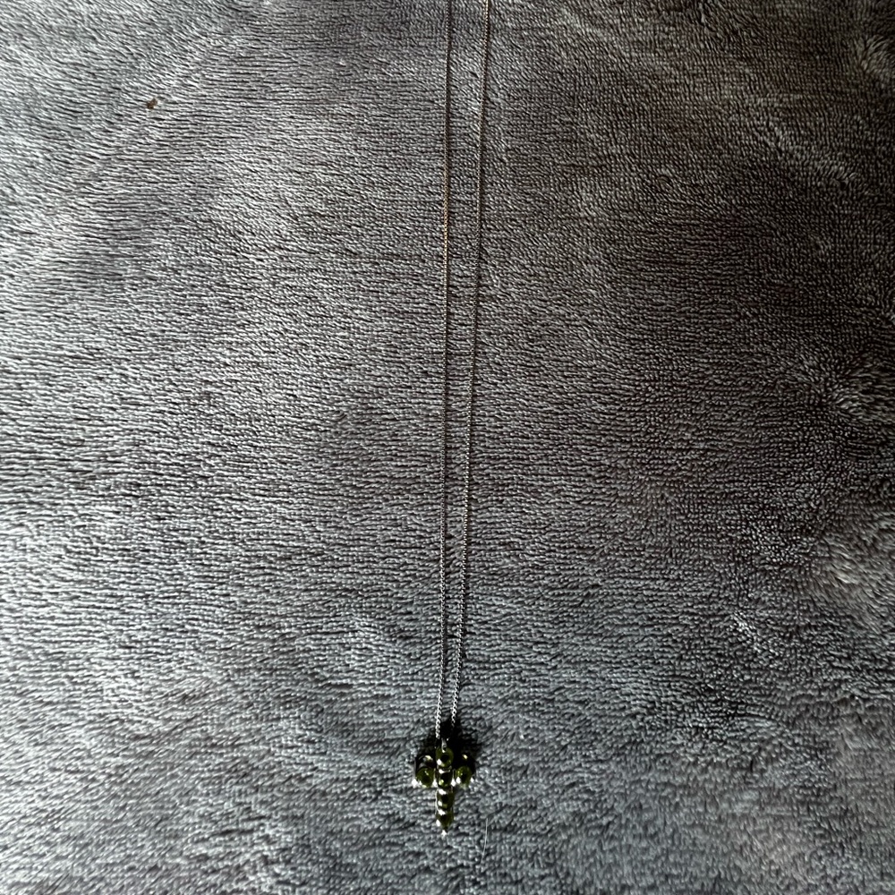 Peridot Silver Cross Necklace - Picture 2 of 4